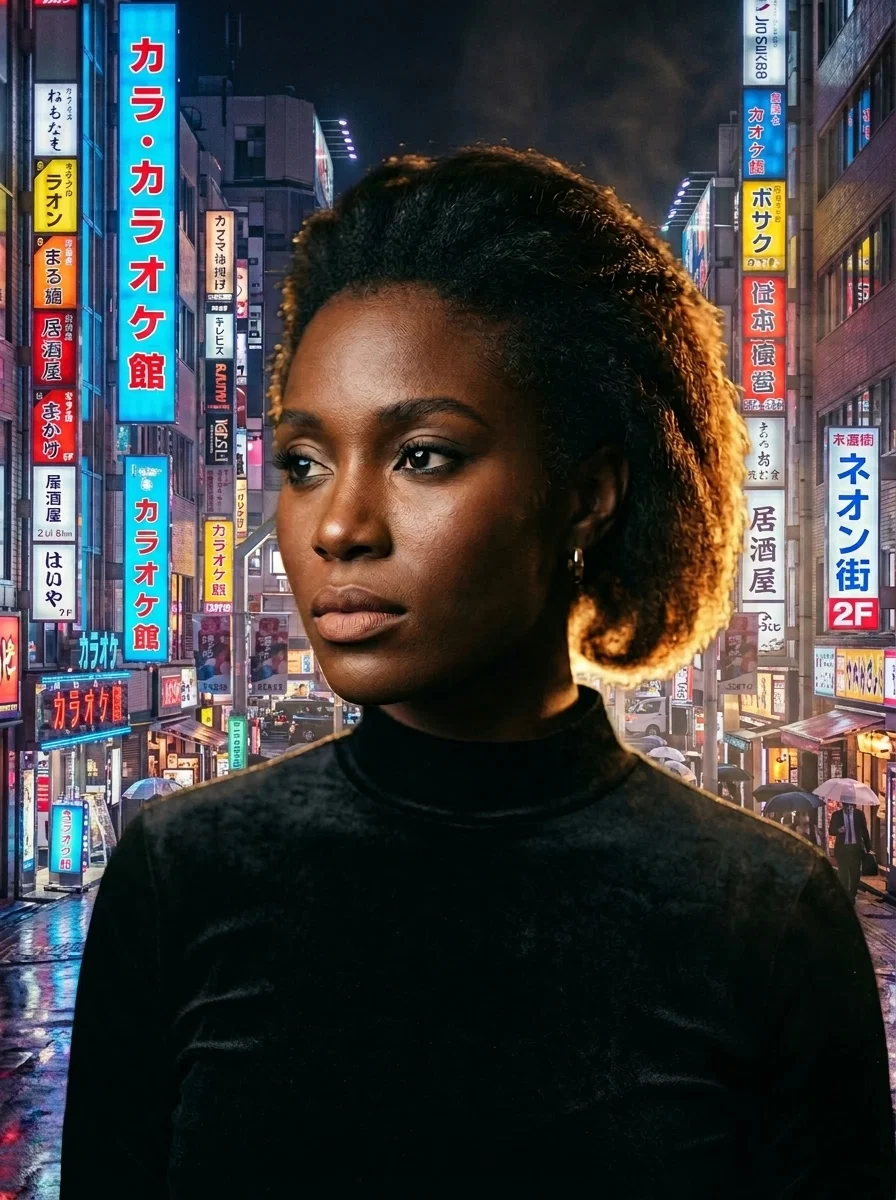 Demo Portrait - Tokyo Neon Background