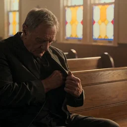 old man at funeral